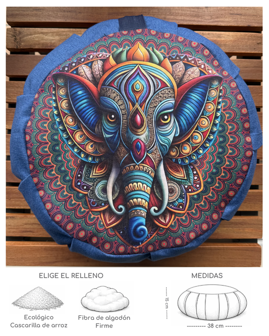 Cojin para meditar mandala elefante Etnico