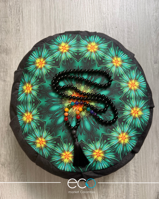 Kit para Meditar Zafu Mandala Vitalidad | Japamala o Cuenco Tibetano