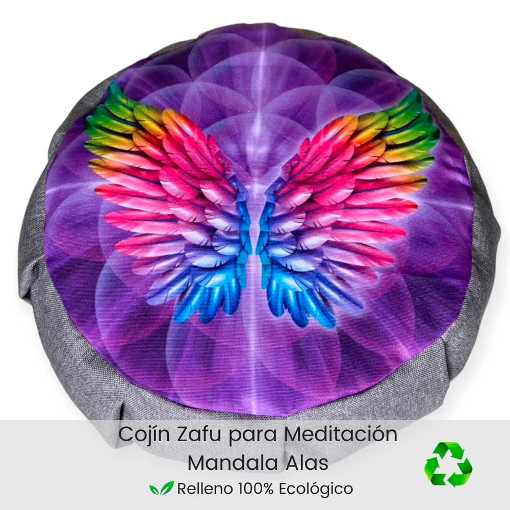 Cojín Zafu Mandala Alas Gris