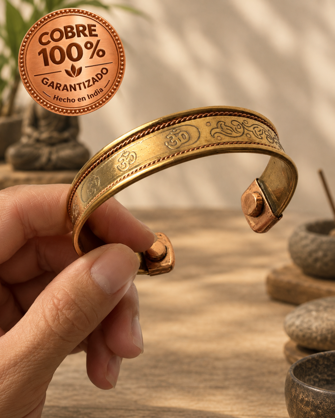 Pulsera de Cobre Puro para Hombre con Imanes