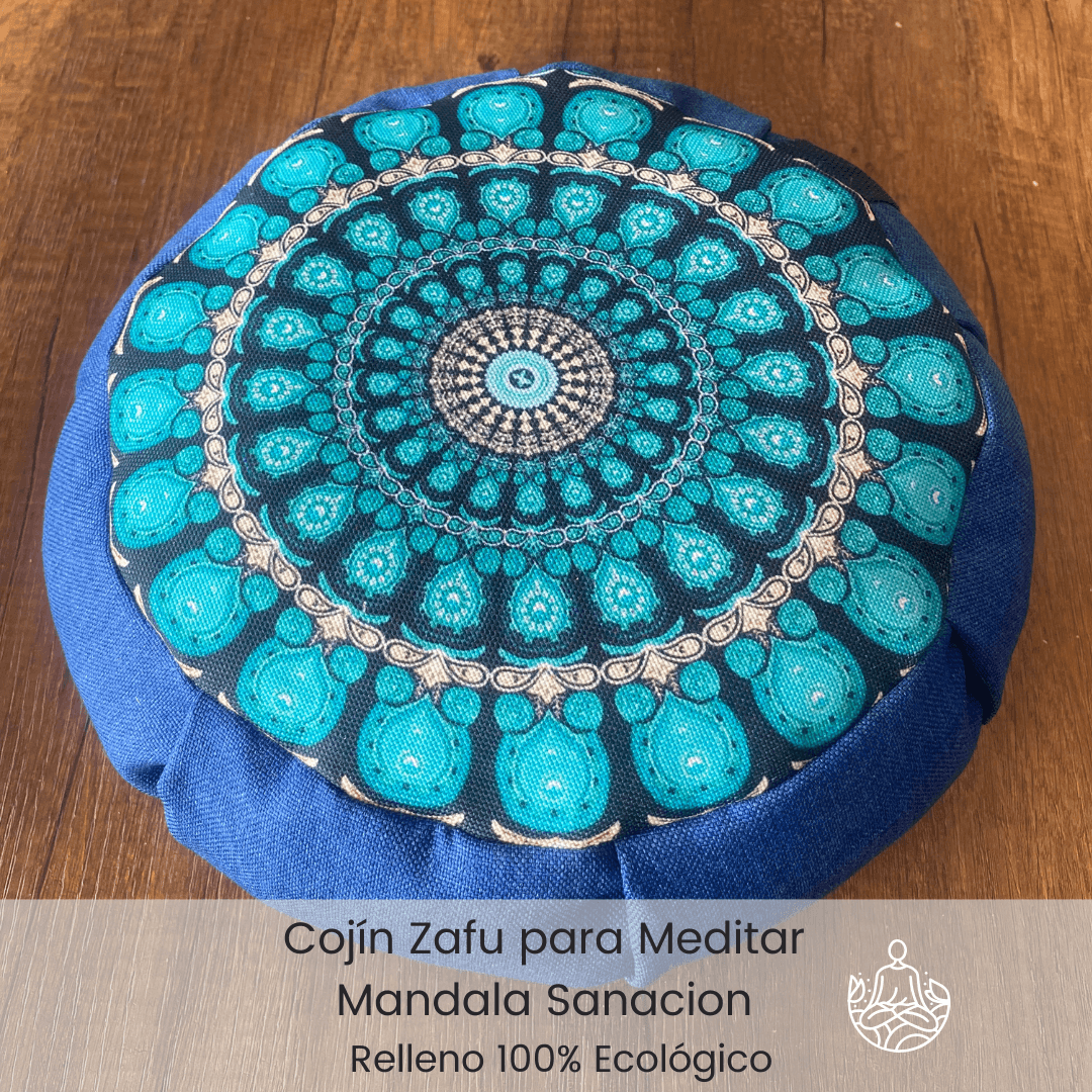 Cojín Zafu Mandala Sanacion Azul