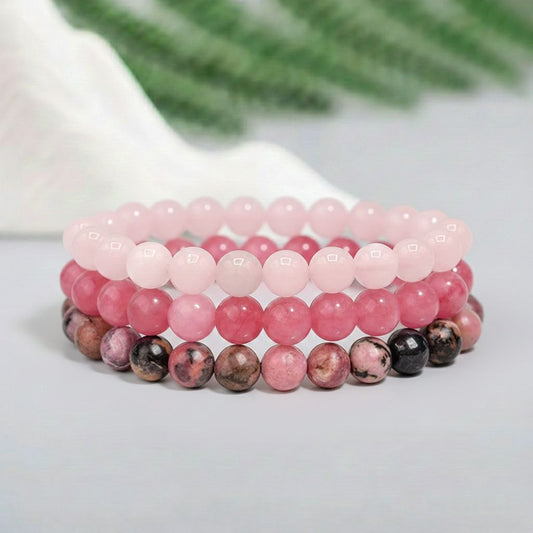Set 3 Pulseras Piedras naturales Amor Propio