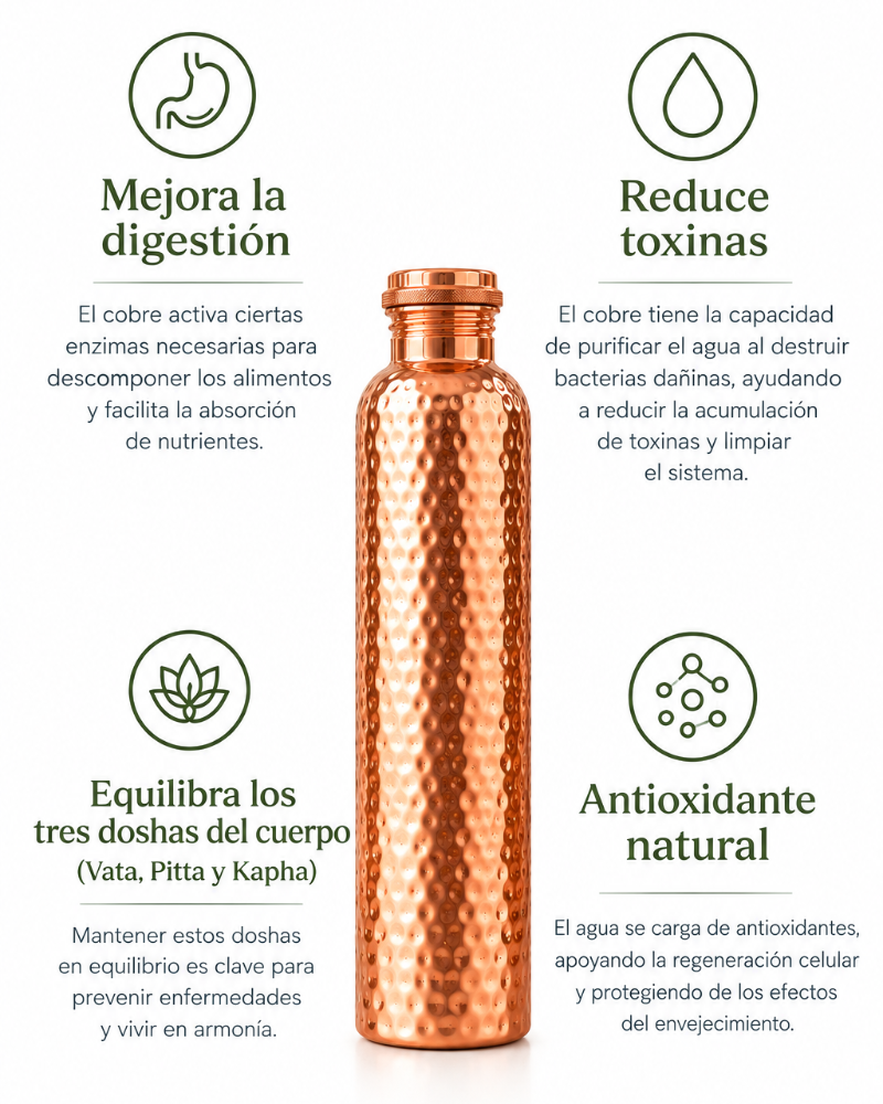 Botella de cobre beneficios salud