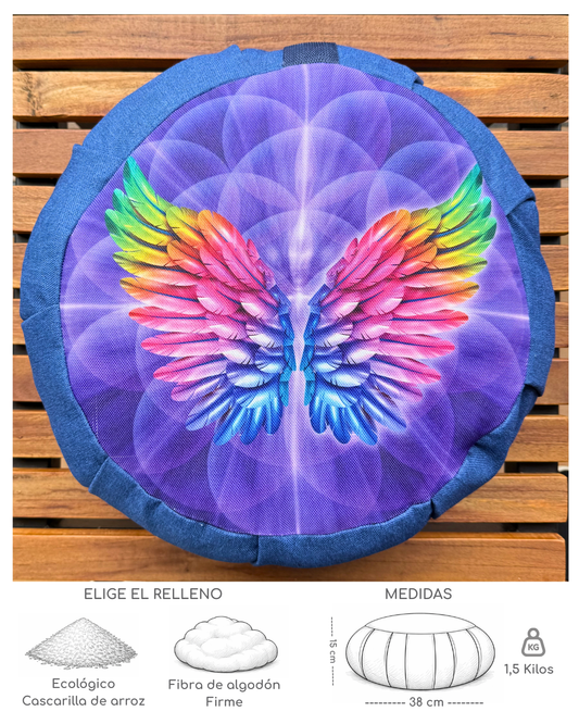 Cojín Zafu Mandala Alas Azul