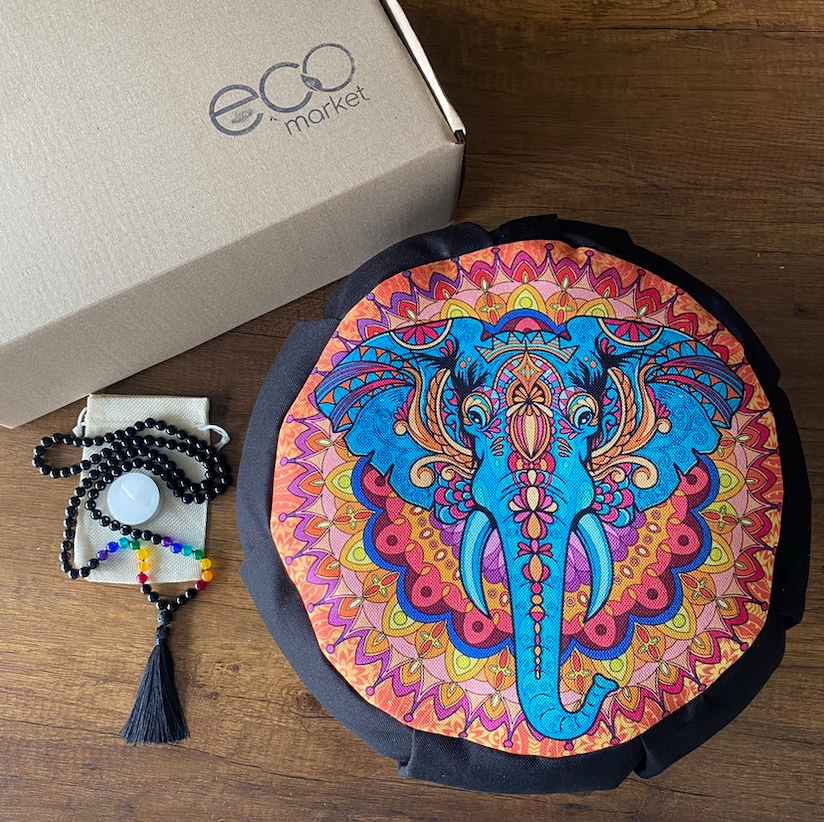 Set Para Meditar Cojín Zafu Elefante