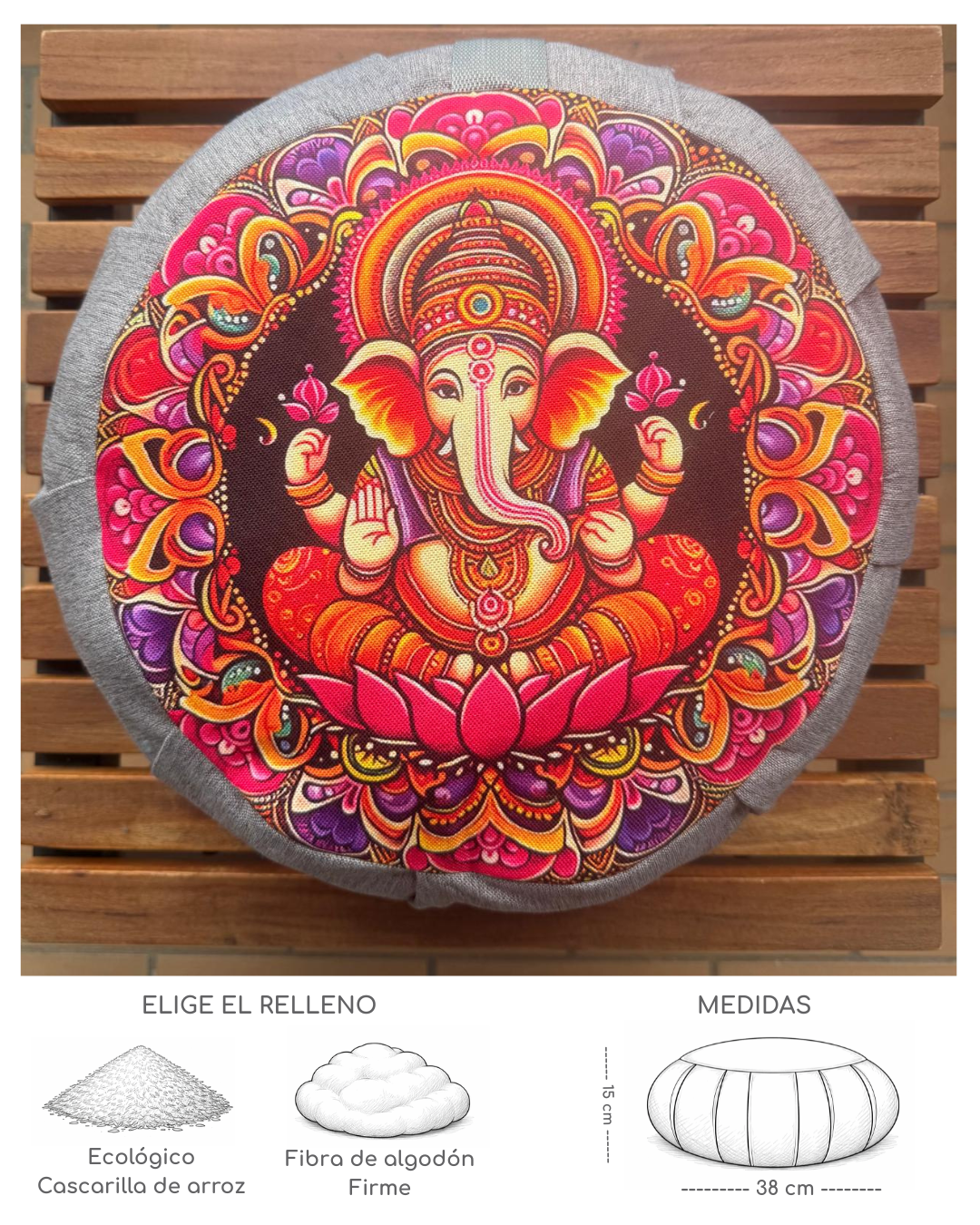 Cojín Zafu Mandala Ganesha