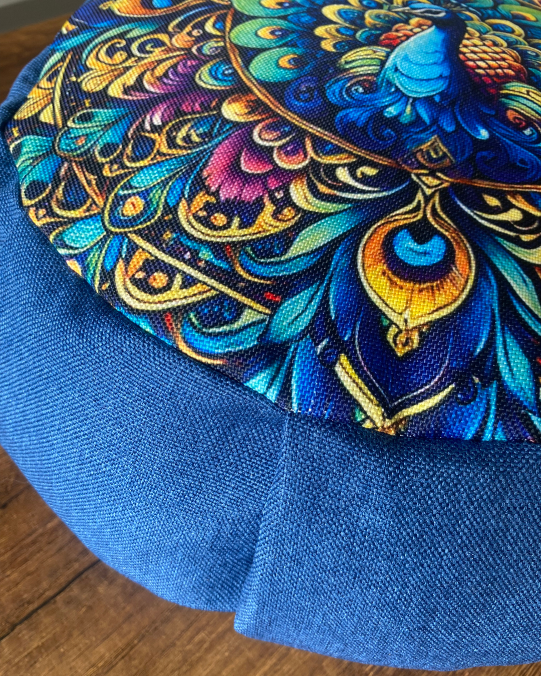 Set para meditar Cojín Zafu Pavo Real