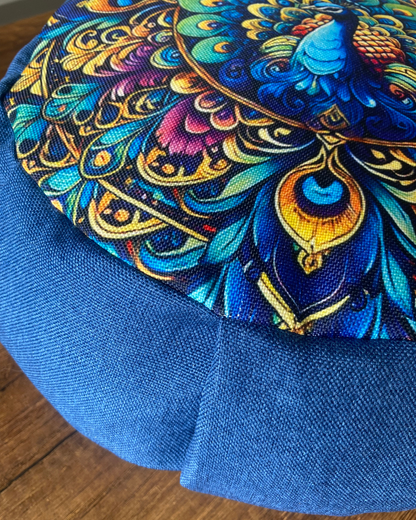 Set para meditar Cojín Zafu Pavo Real