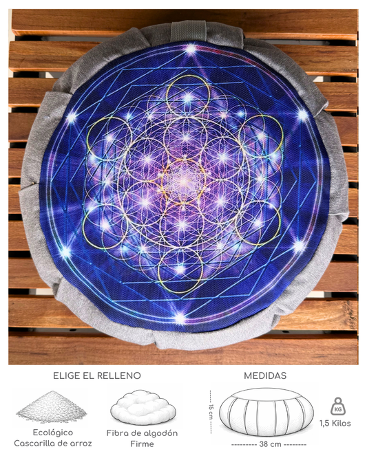 Cojin Zafu Mandala Metatron Gris