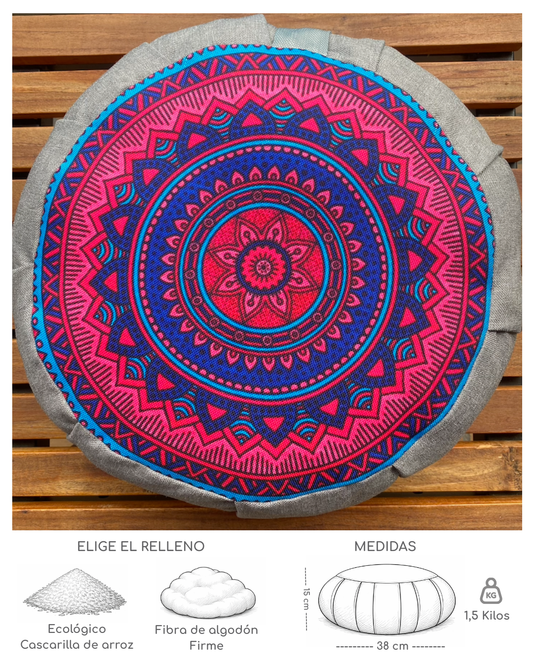 Cojín Zafu Mandala Unión Gris