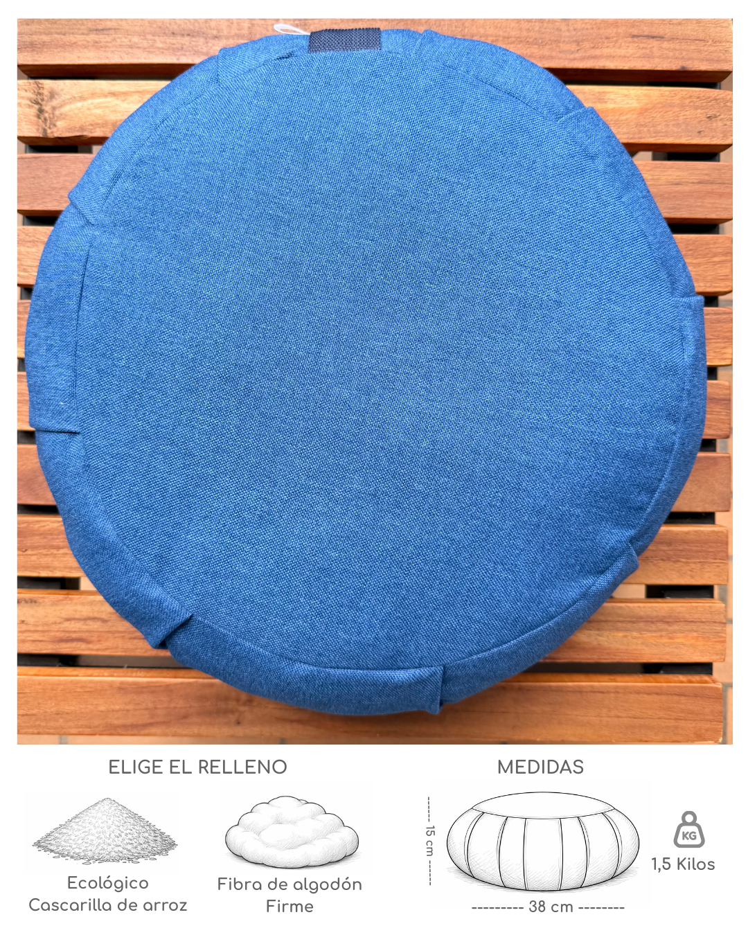 Cojín Zafu Mandala Mariposa Azul