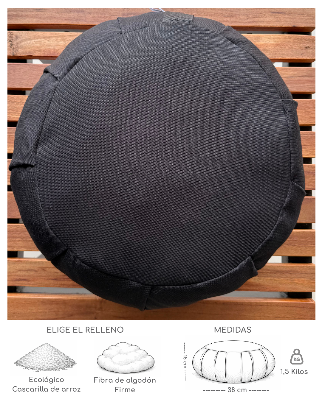 Cojin Zafu base Negro