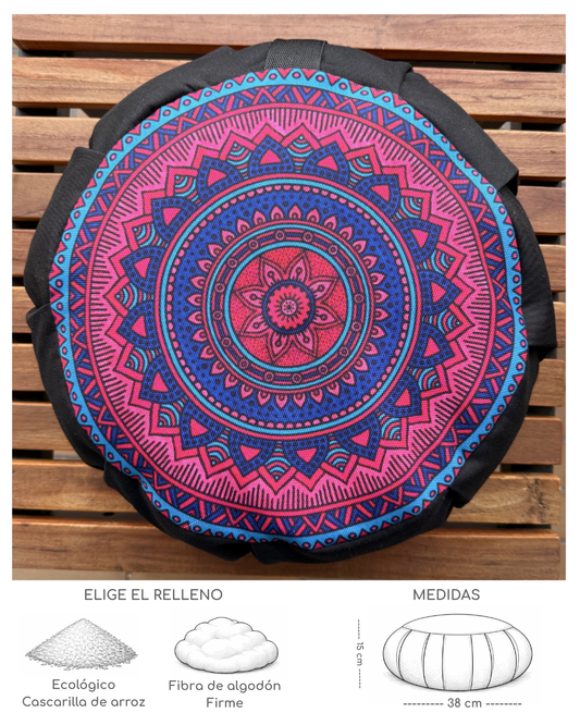 Cojín Zafu Mandala Unión Negro