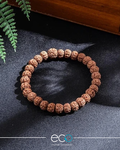 Collar y Pulsera Rudraksha Hilo Dorado