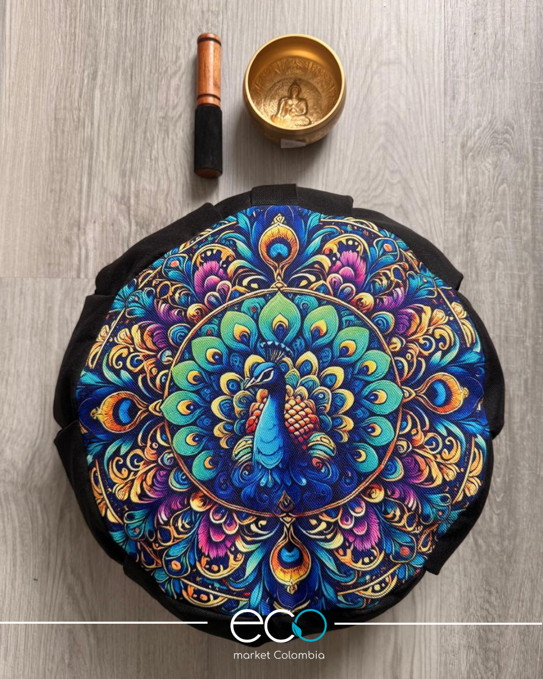 Cojín Zafu Pavo Real