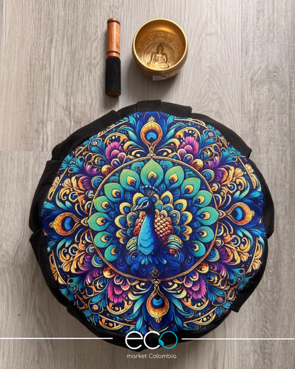 Cojín Zafu Pavo Real