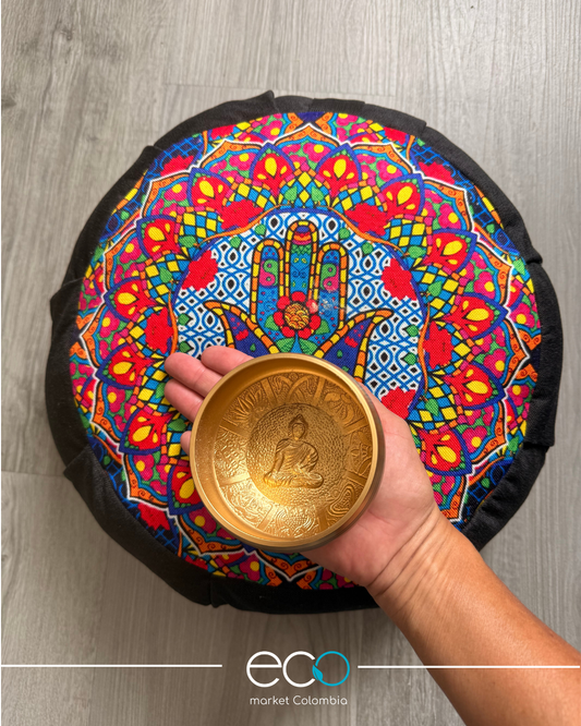 Kit para Meditar Zafu Mandala Mano Hamsa | Japamala o Cuenco Tibetano