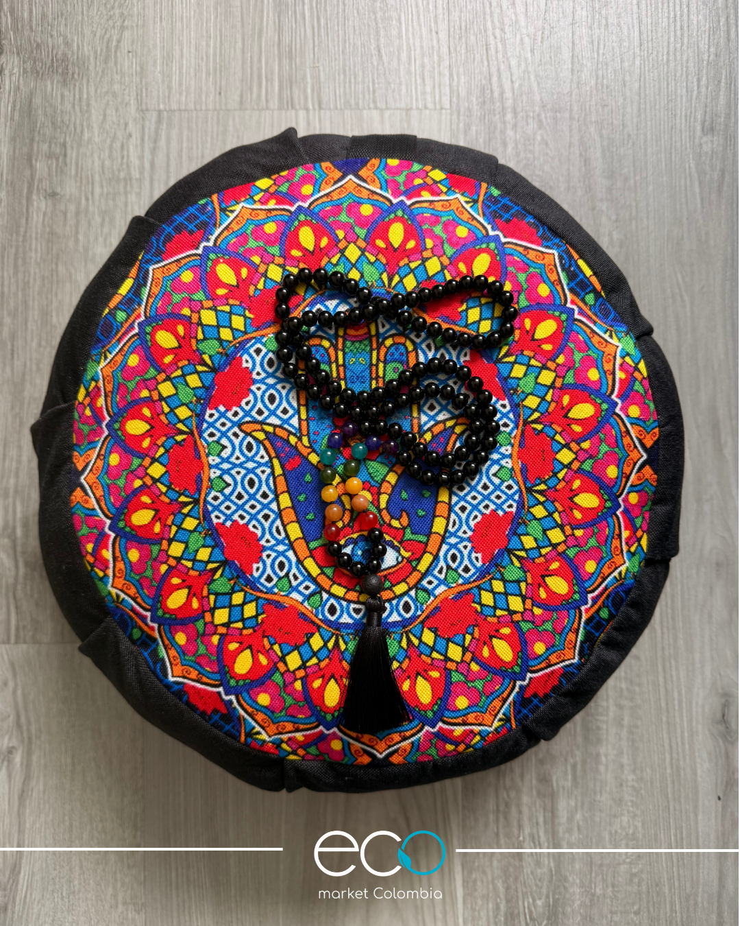 Kit para Meditar Zafu Mandala Mano Hamsa | Japamala o Cuenco Tibetano