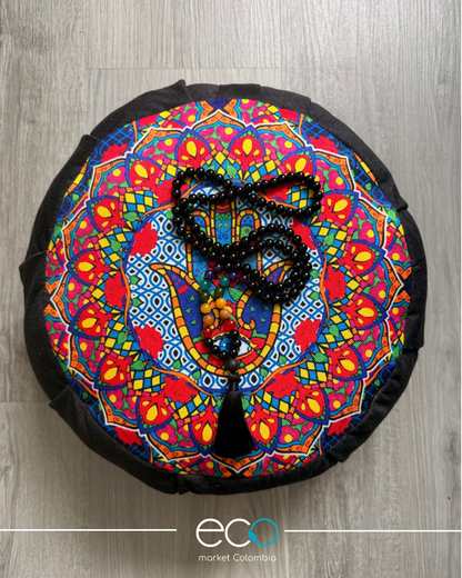 Kit para Meditar Zafu Mandala Mano Hamsa | Japamala o Cuenco Tibetano