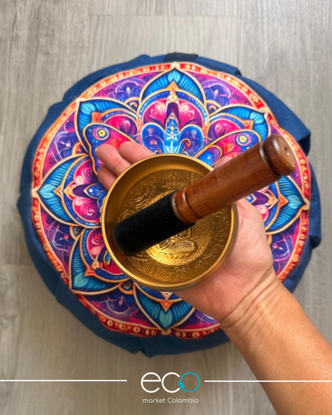 Kit para Meditar Zafu Mandala Mariposa | Japamala o Cuenco Tibetano