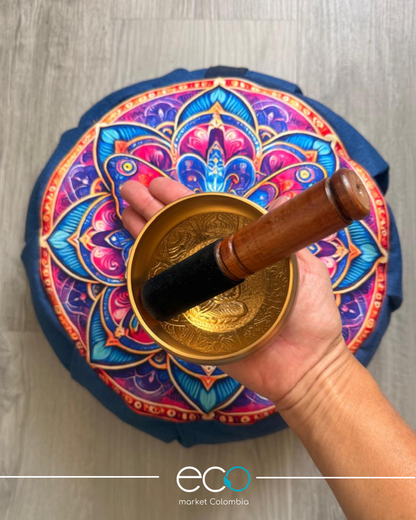 Kit para Meditar Zafu Mandala Mariposa | Japamala o Cuenco Tibetano