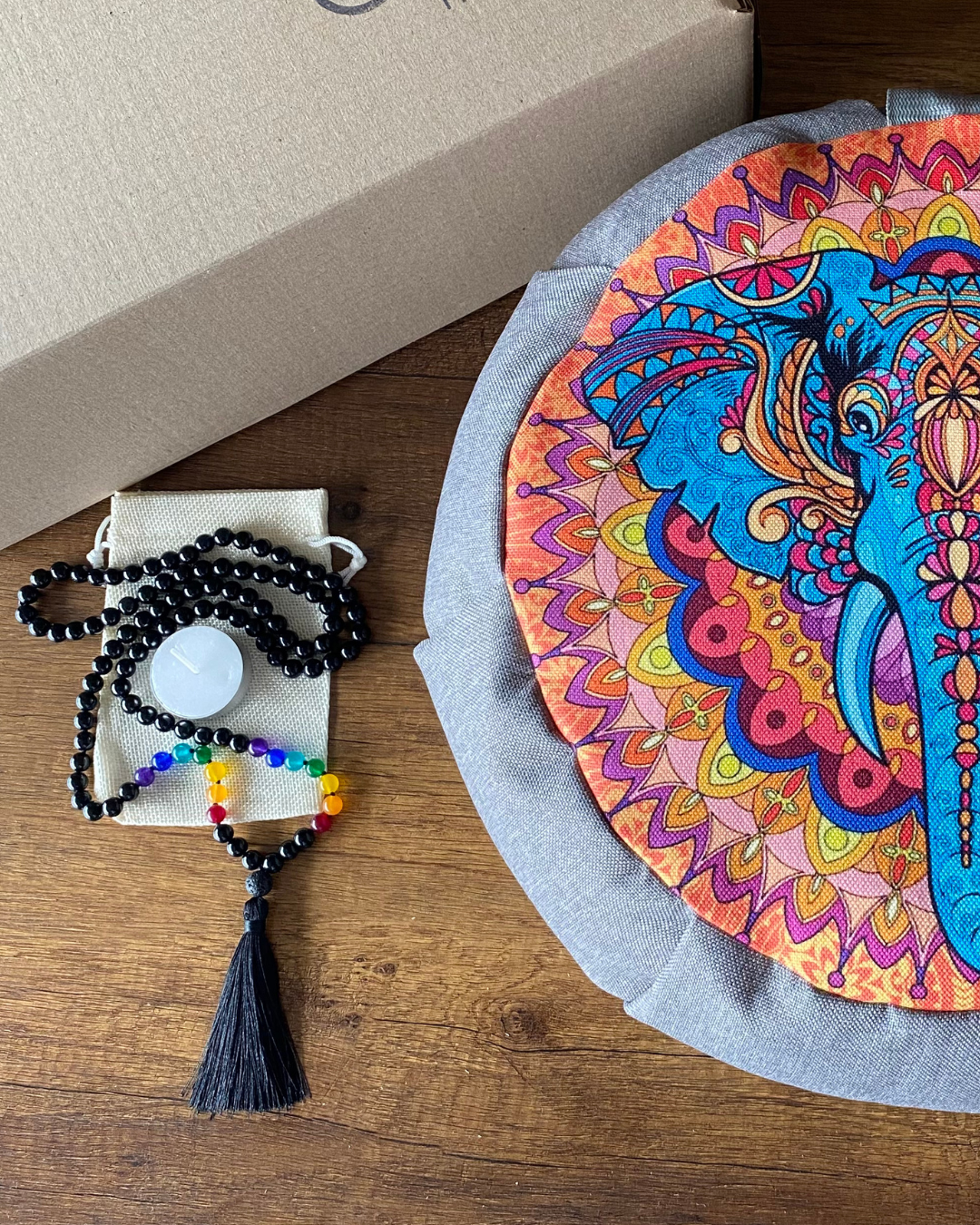 Set Para Meditar Cojín Zafu Elefante