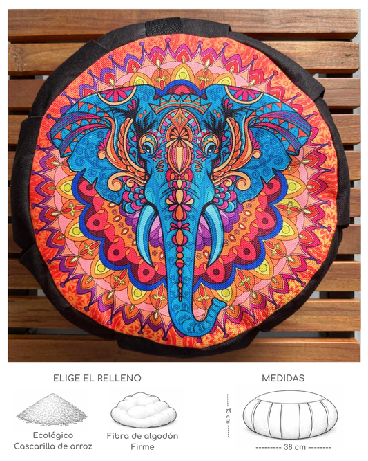 Cojin Zafu Mandala Elefante