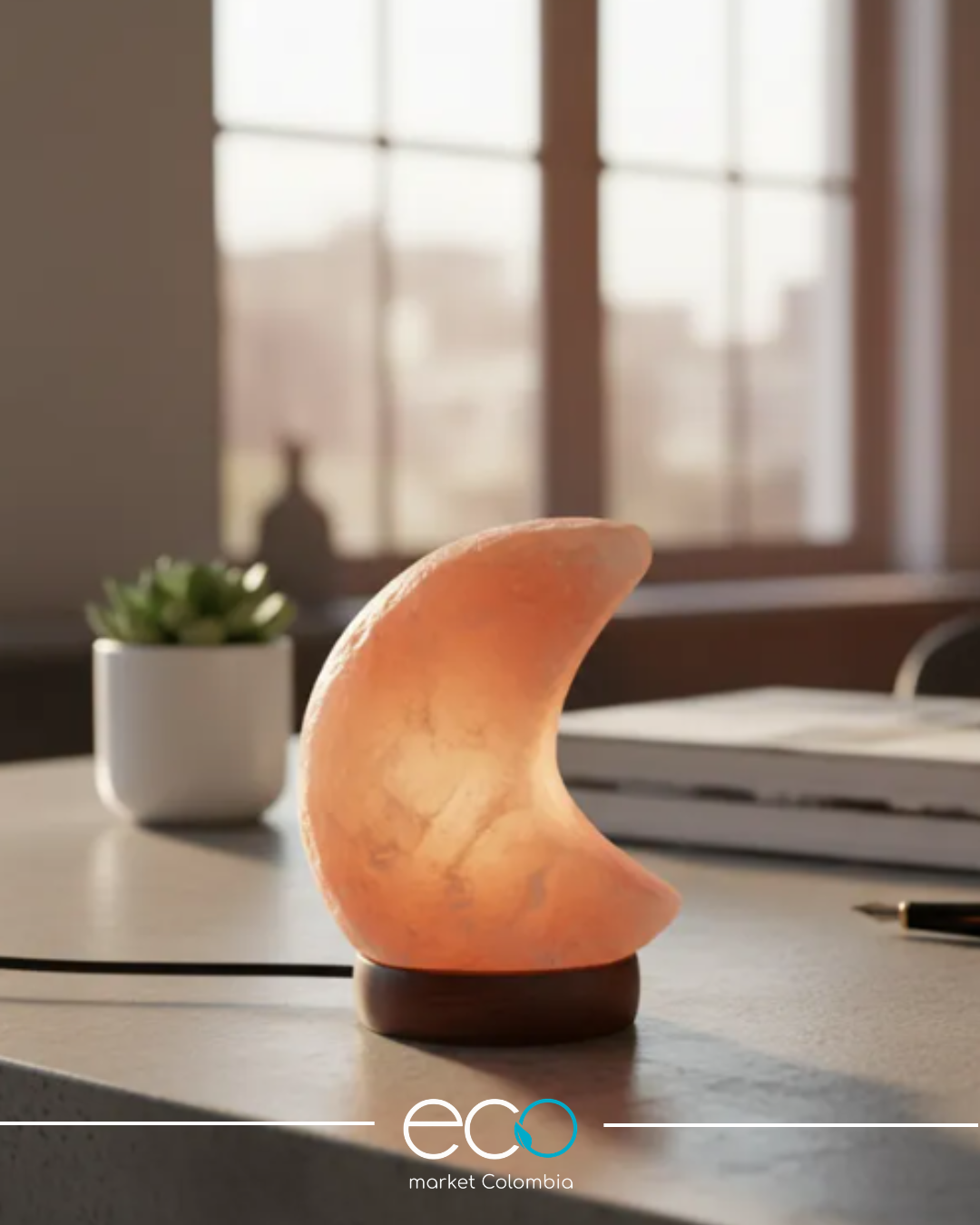 Lampara sal rosada forma de luna