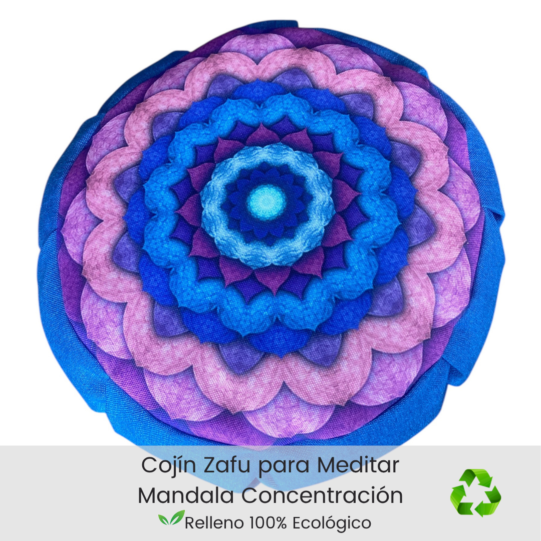 Cojin Zafu Mandala Concentración Azul