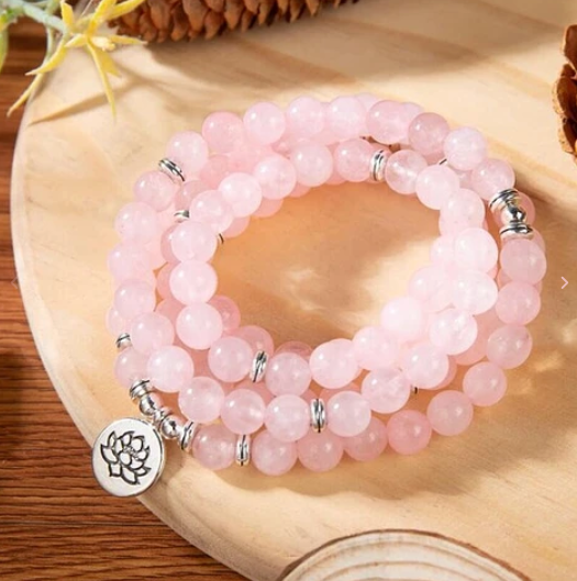 Collar para meditar Cuarzo Rosa Chakra Corazón