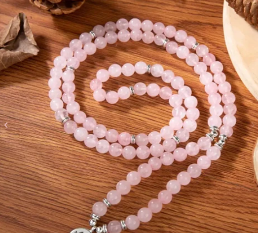Collar para meditar Cuarzo Rosa Chakra Corazón
