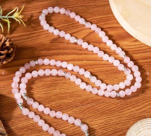 Collar para meditar Cuarzo Rosa Chakra Corazón